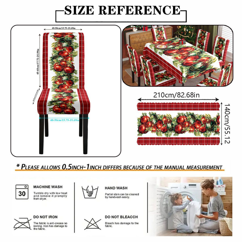 Piiriülene jõulude veekindel trükitud laudlina restorani kodutrükitud toolikate jõululaudlina toolikatte kaunistuskomplekt