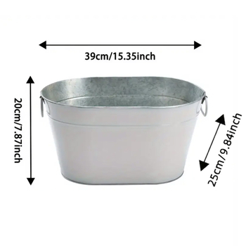 2 vnt. cinkuoto geležies gėrimų kibiro ovalo formos ledo kibiras aušintuvui baro vestuvių vakarėliui