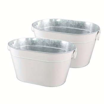 2 vnt. cinkuoto geležies gėrimų kibiro ovalo formos ledo kibiras aušintuvui baro vestuvių vakarėliui