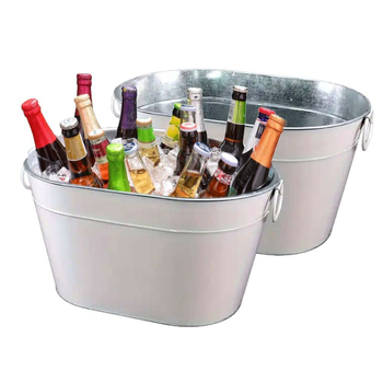 2 vnt. cinkuoto geležies gėrimų kibiro ovalo formos ledo kibiras aušintuvui baro vestuvių vakarėliui