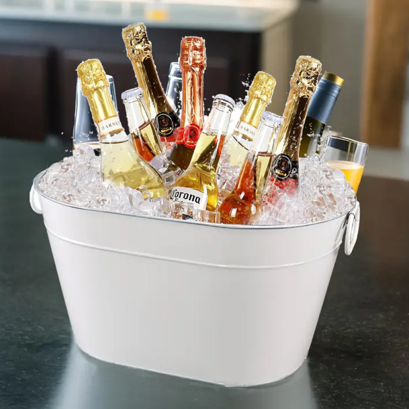 2 vnt. cinkuoto geležies gėrimų kibiro ovalo formos ledo kibiras aušintuvui baro vestuvių vakarėliui