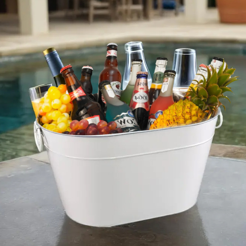 2 vnt. cinkuoto geležies gėrimų kibiro ovalo formos ledo kibiras aušintuvui baro vestuvių vakarėliui