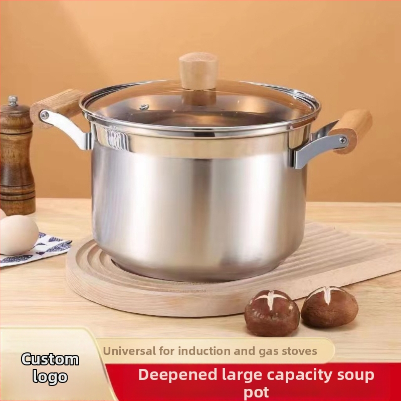 Nem mágneses, vastagított rozsdamentes acél levesesfazék, tejesfazék, étrend-kiegészítő edény, főzőedény, forró edény, gáz indukciós tűzhely, univerzális tapadásmentes