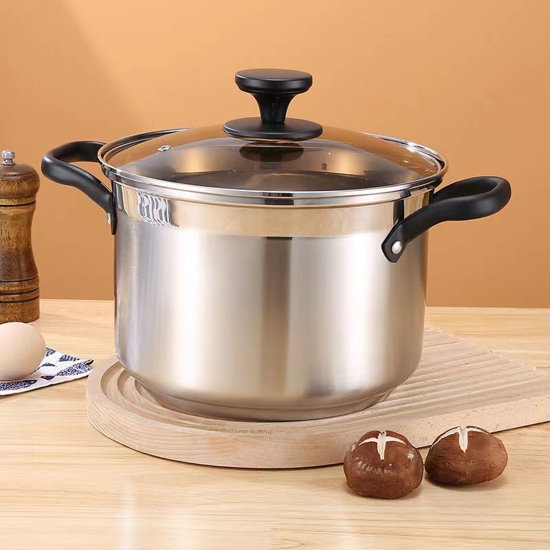 Nem mágneses, vastagított rozsdamentes acél levesesfazék, tejesfazék, étrend-kiegészítő edény, főzőedény, forró edény, gáz indukciós tűzhely, univerzális tapadásmentes