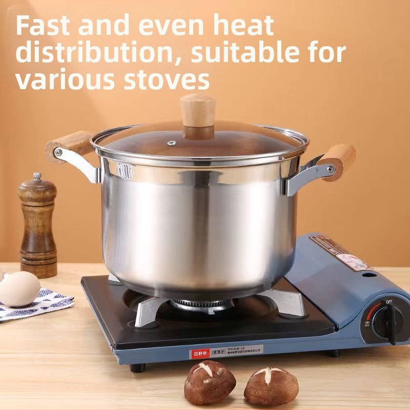 Немагнитна удебелена тенджера за супа от неръждаема стомана, тенджера за мляко, тенджера за хранителни добавки, тенджера за готвене, гореща тенджера, газова индукционна печка, универсална незалепваща