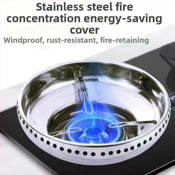 Nerūdijančio plieno vėjui nepralaidus dangtis, dvisluoksnis dujinės viryklės uždangalas, energiją taupantis židinio žiedas, dujinės viryklės laikiklis, vieno sluoksnio priedai, buitinė technika