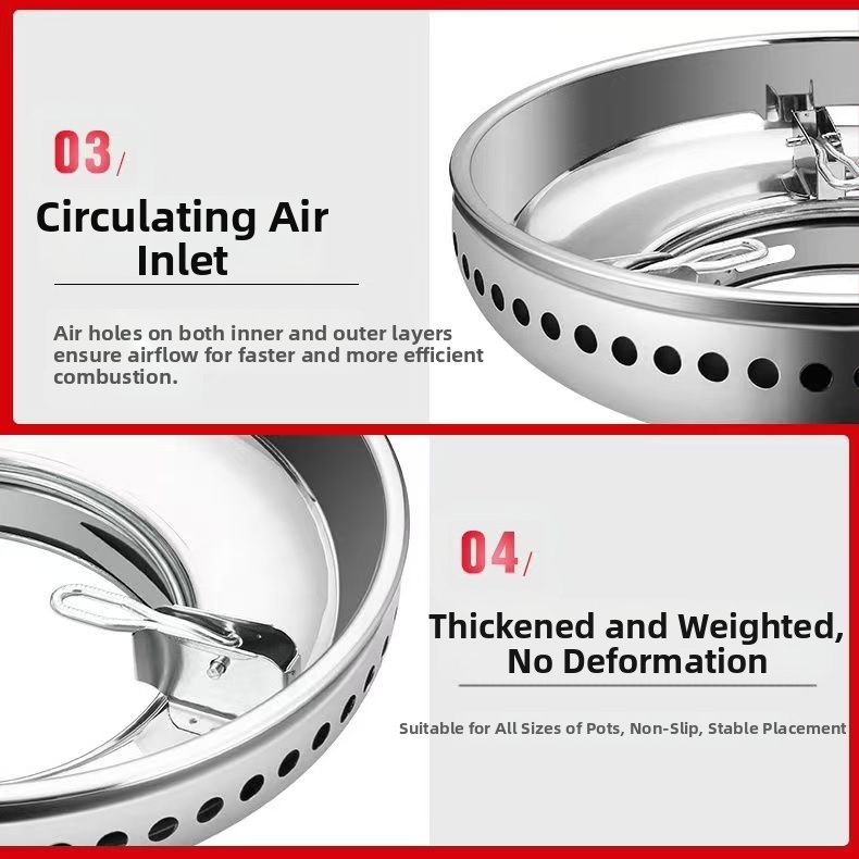 Неръждаема стомана, ветроустойчив капак, двуслоен газов котлон, енергоспестяващ огън, газов котлон, скоба, еднослойни аксесоари за домакинство