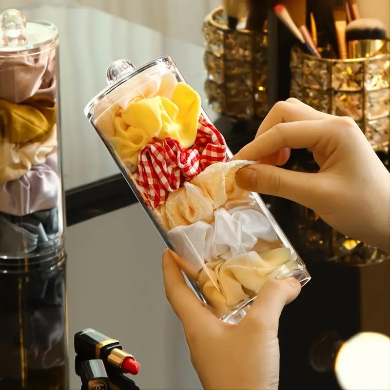 Plaukų aksesuarų laikymo dėžutė, stalinis, didelės talpos papuošalų dėžutė, studentams, vaikų plaukų dirželis, antraštė, dulkėms atsparus permatomas tualetinis staliukas