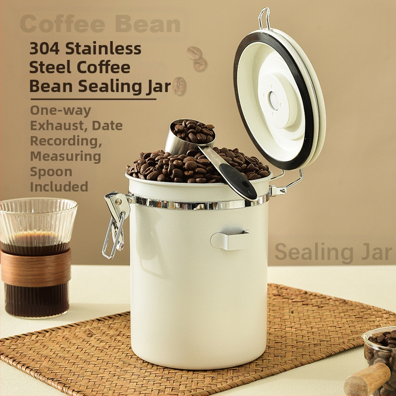 304 kohviuba suletud purki registreerimiskuupäevaga kohvipulbri säilituspurgid riisipähklite teraviljapurgid värske säilituskarp lusikaga