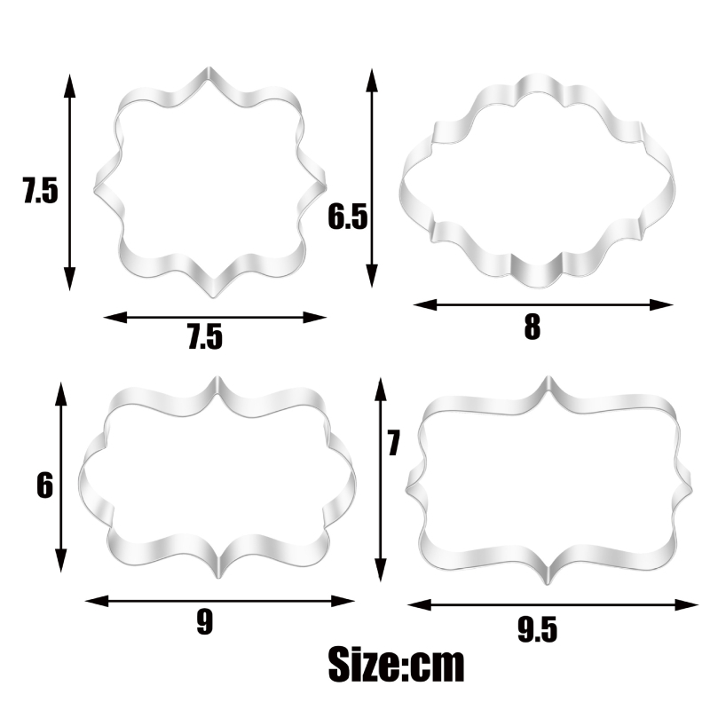 Inel de mousse din oțel inoxidabil din 4 piese, mucegai pentru biscuiți la aburi, potrivit pentru bricolaj, cadru european de binecuvântare, poate intra în cuptor