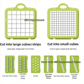 Tarpvalstybinis buitinės virtuvės daugiafunkcis daržovių pjaustytuvas, nešiojamas, lengvai valomas smulkintuvas, tarka, kubeliais pjaustytuvas