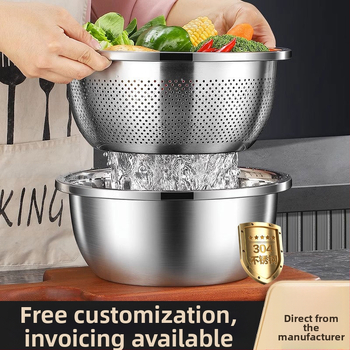 304 nerūdijančio plieno praustuvas, sustorintas ir daugiafunkcis praustuvas, praustuvas, daržovių praustuvas, kiaušinių dubuo, buitinis sriubos praustuvas