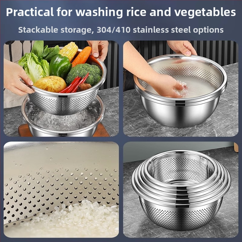 Мивка от неръждаема стомана 304 сгъстена и многофункционална мивка, мивка за зеленчуци, мивка за яйца, домакинска мивка за супа