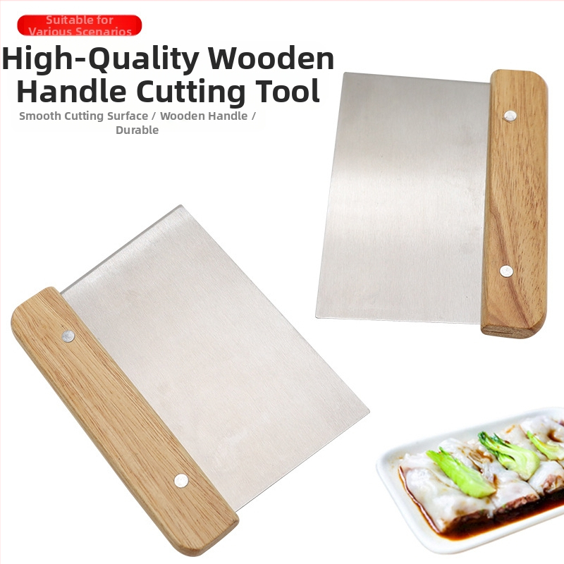 Резачка за юфка от неръждаема стомана с дървена дръжка, стъргалка за наденица, прах за остъргване на брашно, стъргалка за торта, рязане на тесто, сапун, многофункционален нож за зеленчуци