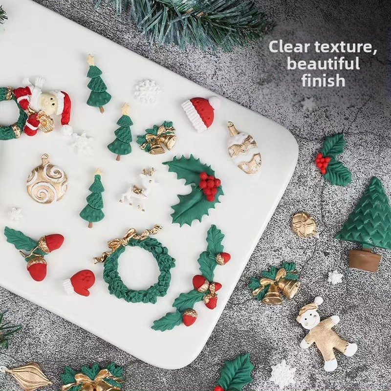 Karácsonyi flip cukor csokoládé szilikon forma hóház fenyőtoboz hópehely mézeskalács ember karácsonyfa jávorszarvas torta dekoráció