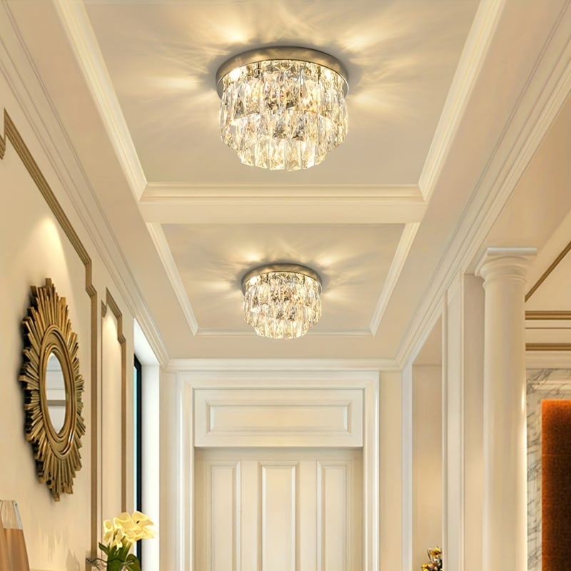 Moodne kuum müük lihtne sisseehitatud laelamp ümmargune loominguline kristallkoridori magamistoa köögi sissepääsu Zhongshani lambid