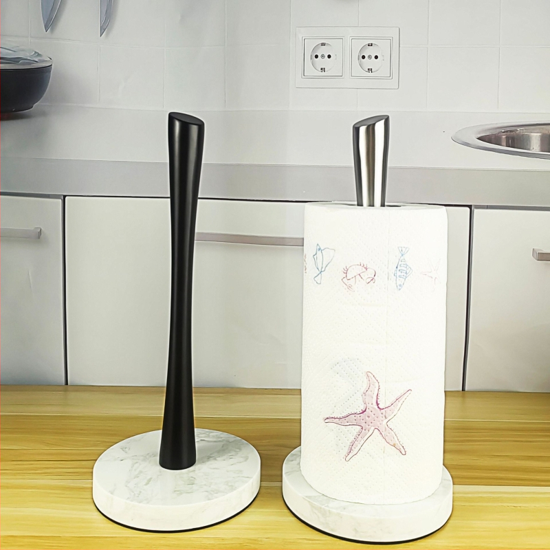 В наличност мраморна основа за кухненски вертикален държач за хартия за хранене, държач за хартия за маса без перфоратор, настолен държач за ролка хартия от неръждаема стомана