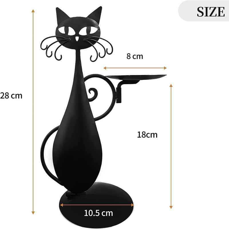 Amazon Crna mačka Svijećnjak za večeru Ukrasi Željezni držač za svijeće Vintage crni metalni obrti