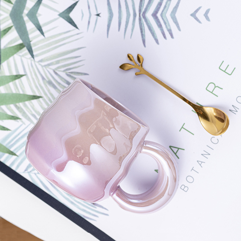 stílus színátmenetes szál kerámia bögre elegáns Macaron krémszínű bögre internetes híresség irodai vízcsésze