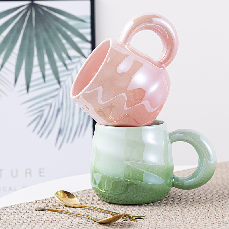 stílus színátmenetes szál kerámia bögre elegáns Macaron krémszínű bögre internetes híresség irodai vízcsésze