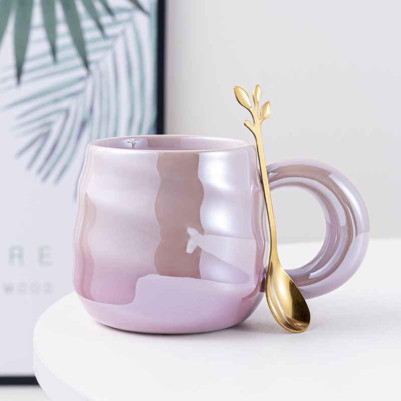 stílus színátmenetes szál kerámia bögre elegáns Macaron krémszínű bögre internetes híresség irodai vízcsésze