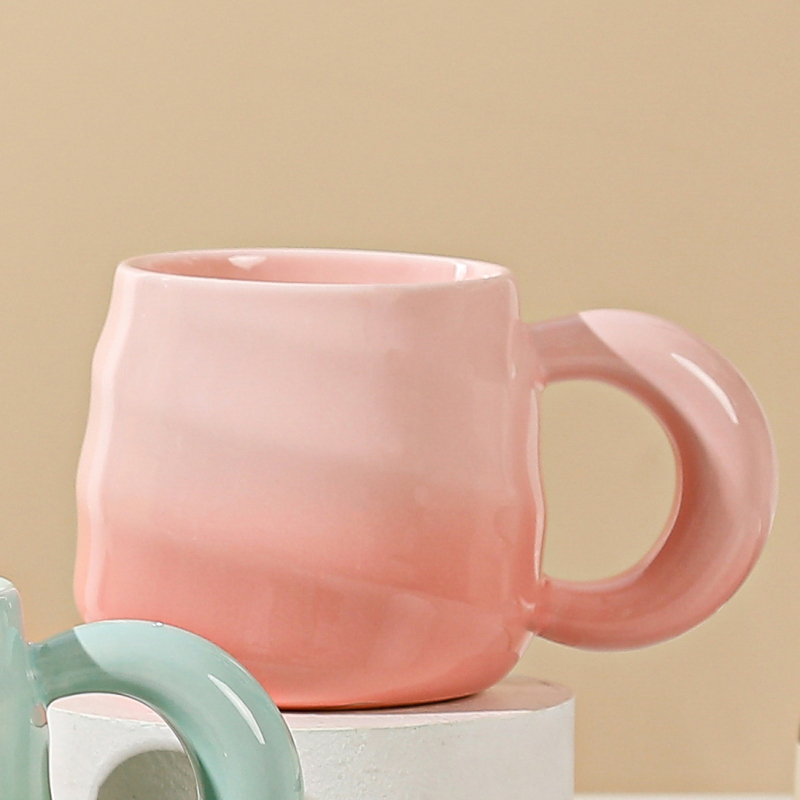 stílus színátmenetes szál kerámia bögre elegáns Macaron krémszínű bögre internetes híresség irodai vízcsésze