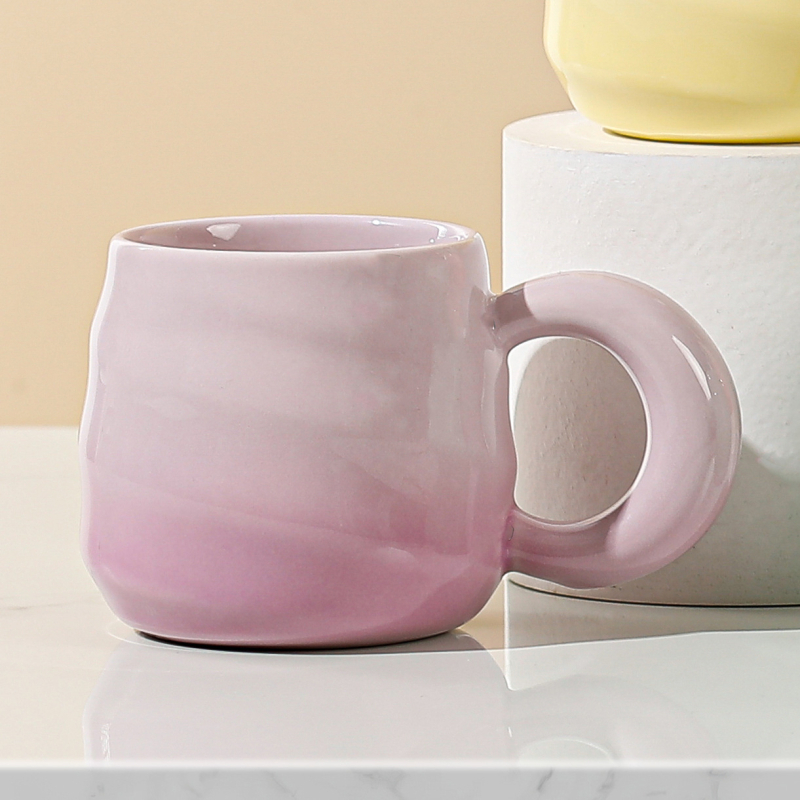 stílus színátmenetes szál kerámia bögre elegáns Macaron krémszínű bögre internetes híresség irodai vízcsésze