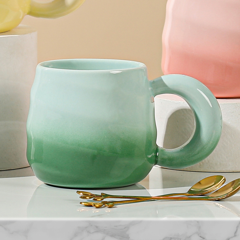 stílus színátmenetes szál kerámia bögre elegáns Macaron krémszínű bögre internetes híresség irodai vízcsésze