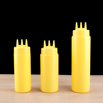 Trijų skylių pomidorų padažo išspaudimo butelis, plastikinis salaho butelis, išspaudimo butelis, padažo butelis, aukštos kokybės išspaudimo butelis, išspaudimo butelis, uogienės butelis