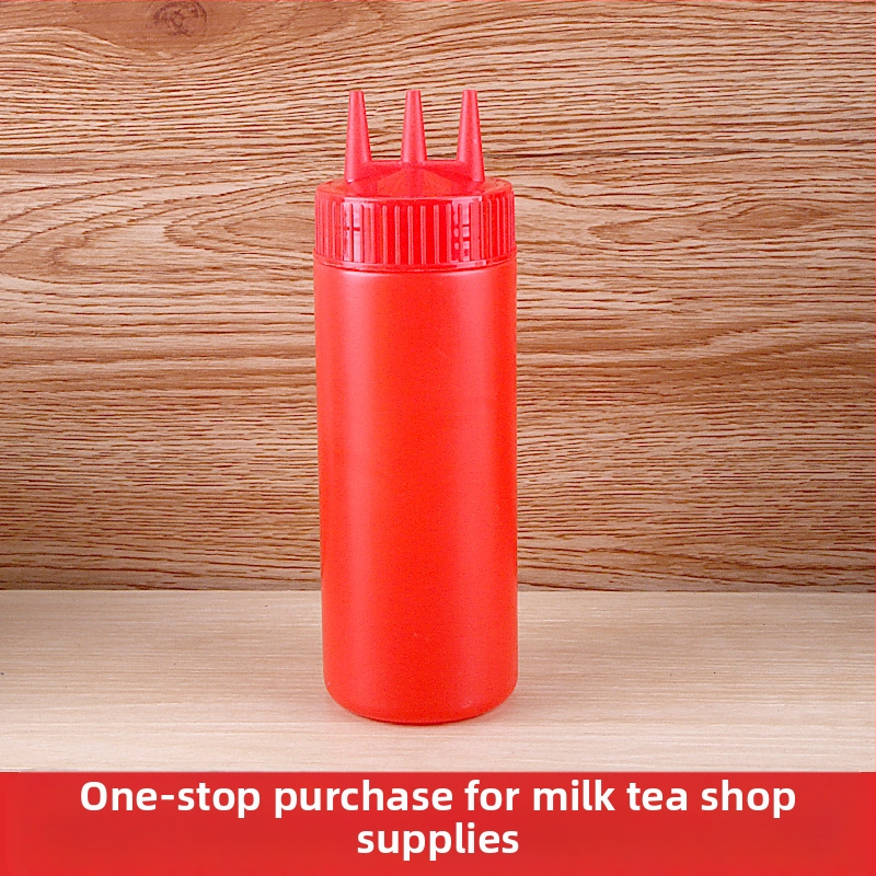 Trijų skylių pomidorų padažo išspaudimo butelis, plastikinis salaho butelis, išspaudimo butelis, padažo butelis, aukštos kokybės išspaudimo butelis, išspaudimo butelis, uogienės butelis