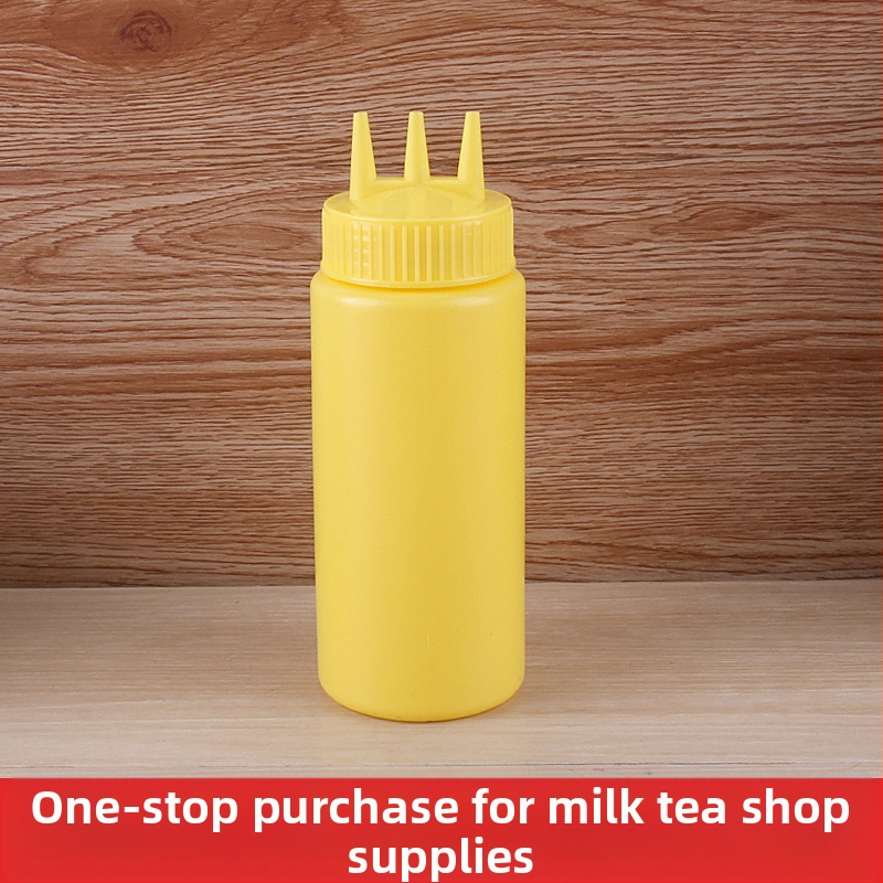 Trijų skylių pomidorų padažo išspaudimo butelis, plastikinis salaho butelis, išspaudimo butelis, padažo butelis, aukštos kokybės išspaudimo butelis, išspaudimo butelis, uogienės butelis