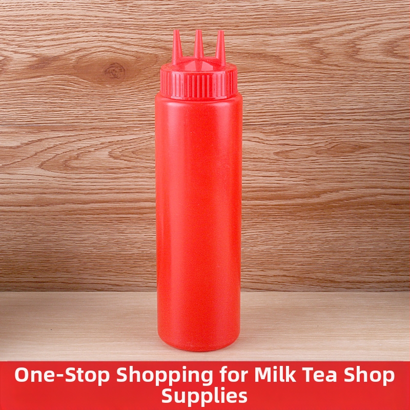 Trijų skylių pomidorų padažo išspaudimo butelis, plastikinis salaho butelis, išspaudimo butelis, padažo butelis, aukštos kokybės išspaudimo butelis, išspaudimo butelis, uogienės butelis