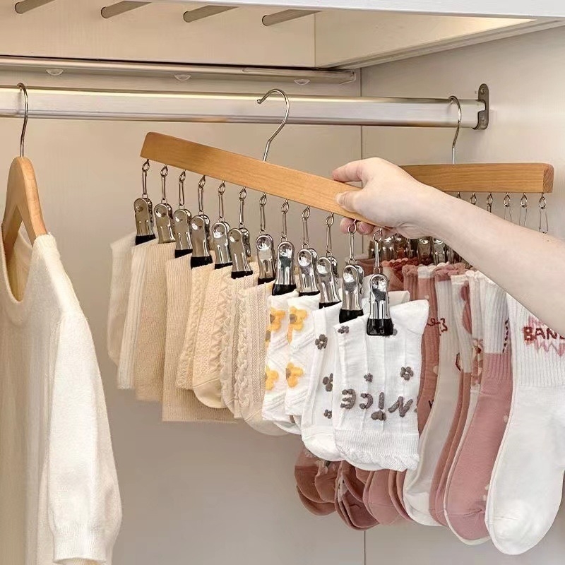 Cârlig de depozitare din lemn Gangbo, multifuncțional, umed și uscat, pentru dulap, cu cârlig, pentru depozitarea lenjeriei intime, artefact pentru casă