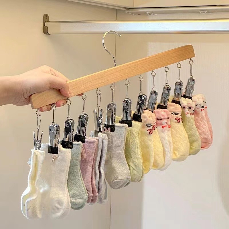 Cârlig de depozitare din lemn Gangbo, multifuncțional, umed și uscat, pentru dulap, cu cârlig, pentru depozitarea lenjeriei intime, artefact pentru casă