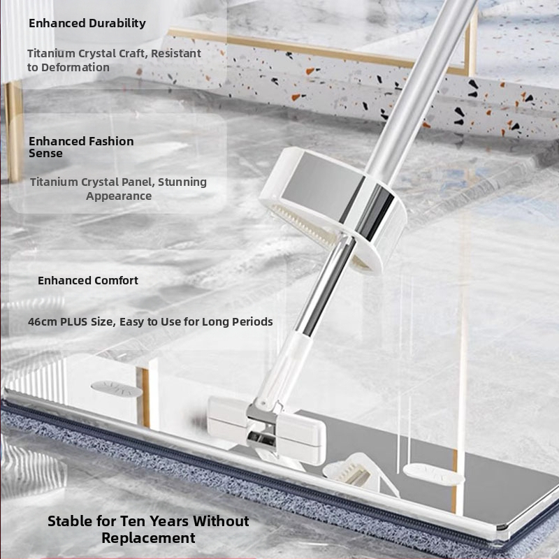 2024 Нов титаниев кристален плосък моп за ръчно пране, домакински моп за почистване, мързелив моп, артефакт, моп, моп, спестяващ труд