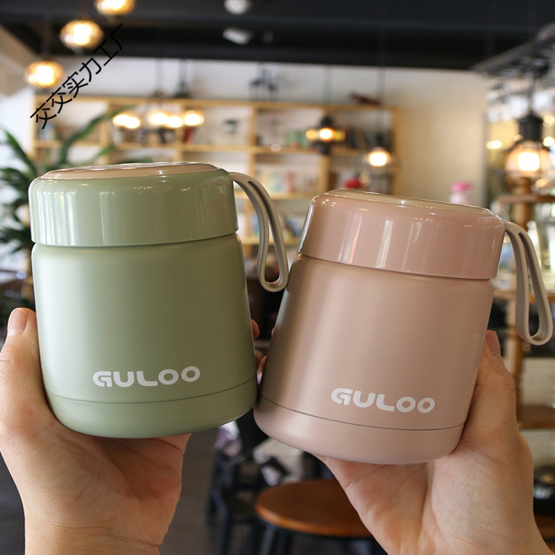 Termoszpohár, női, nagy értékű, irodai, párolt zabkása, leves, reggeli, széles, nagy átmérőjű, 304 rozsdamentes acél ivóvíz