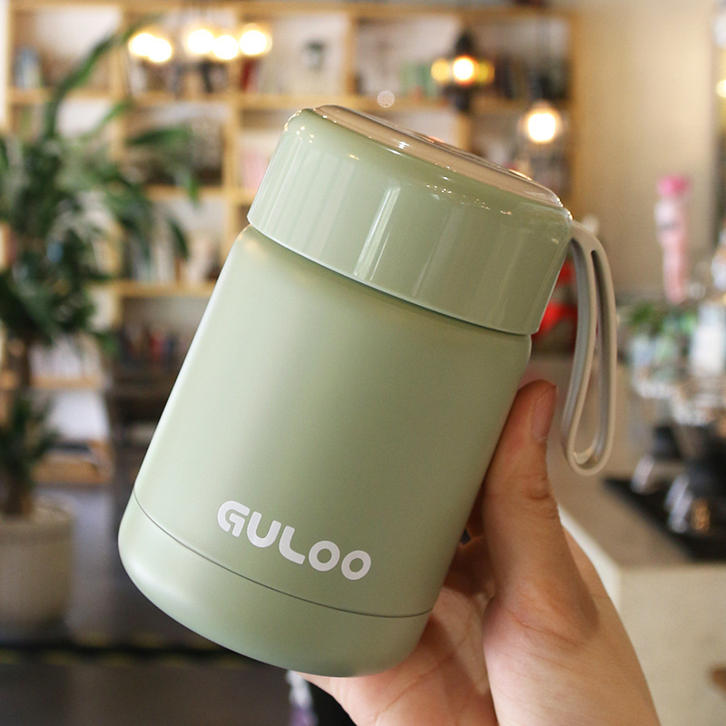 Termoszpohár, női, nagy értékű, irodai, párolt zabkása, leves, reggeli, széles, nagy átmérőjű, 304 rozsdamentes acél ivóvíz