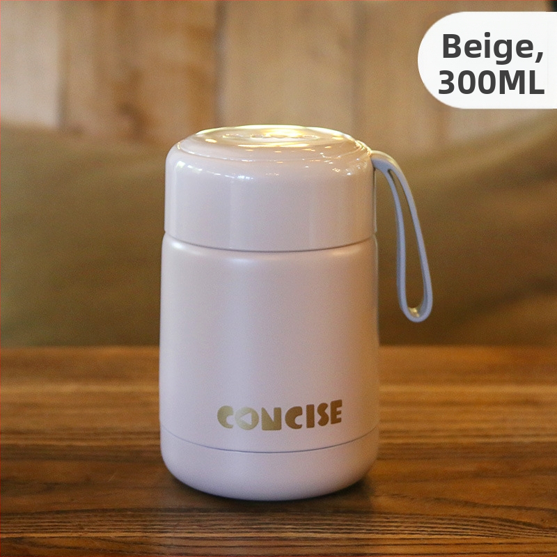 Termoszpohár, női, nagy értékű, irodai, párolt zabkása, leves, reggeli, széles, nagy átmérőjű, 304 rozsdamentes acél ivóvíz