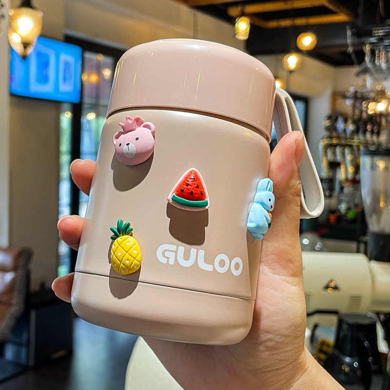 Termoszpohár, női, nagy értékű, irodai, párolt zabkása, leves, reggeli, széles, nagy átmérőjű, 304 rozsdamentes acél ivóvíz