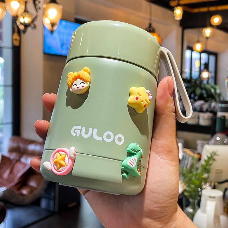 Termoszpohár, női, nagy értékű, irodai, párolt zabkása, leves, reggeli, széles, nagy átmérőjű, 304 rozsdamentes acél ivóvíz