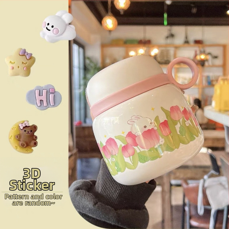 Termoszpohár, női, nagy értékű, irodai, párolt zabkása, leves, reggeli, széles, nagy átmérőjű, 304 rozsdamentes acél ivóvíz