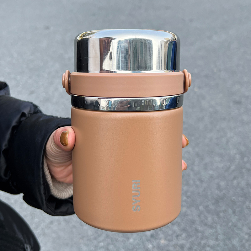 Termoszpohár, női, nagy értékű, irodai, párolt zabkása, leves, reggeli, széles, nagy átmérőjű, 304 rozsdamentes acél ivóvíz