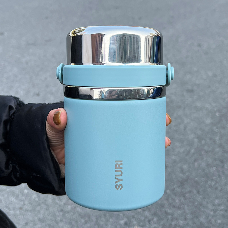 Termoszpohár, női, nagy értékű, irodai, párolt zabkása, leves, reggeli, széles, nagy átmérőjű, 304 rozsdamentes acél ivóvíz