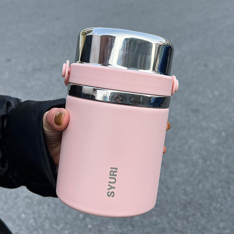 Termoszpohár, női, nagy értékű, irodai, párolt zabkása, leves, reggeli, széles, nagy átmérőjű, 304 rozsdamentes acél ivóvíz