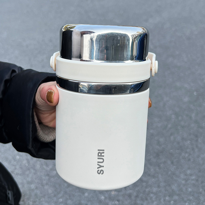 Termoszpohár, női, nagy értékű, irodai, párolt zabkása, leves, reggeli, széles, nagy átmérőjű, 304 rozsdamentes acél ivóvíz