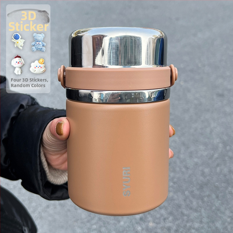 Termoszpohár, női, nagy értékű, irodai, párolt zabkása, leves, reggeli, széles, nagy átmérőjű, 304 rozsdamentes acél ivóvíz