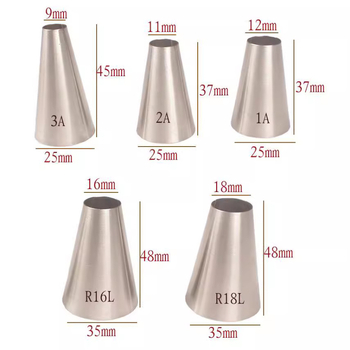 Suur ümmarguse auguga kondiitritoodete otsik 5 tükki, sobivad lihtsa stiiliga roostevabast terasest koogikreemi küpsetamise tööriistadele 5 tk