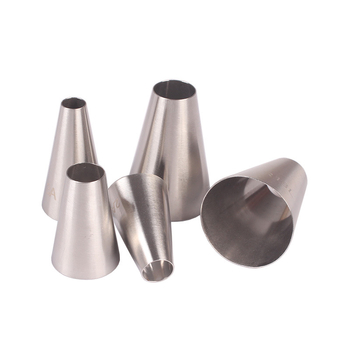 Suur ümmarguse auguga kondiitritoodete otsik 5 tükki, sobivad lihtsa stiiliga roostevabast terasest koogikreemi küpsetamise tööriistadele 5 tk