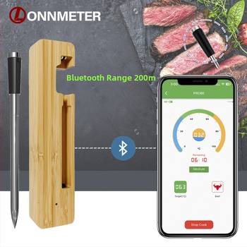 Belaidis „Bluetooth“ maisto termometras, atsparus vandeniui, nerūdijančio plieno, elektroninis virtuvės orkaitės, kepsninės, tikslios temperatūros matavimas