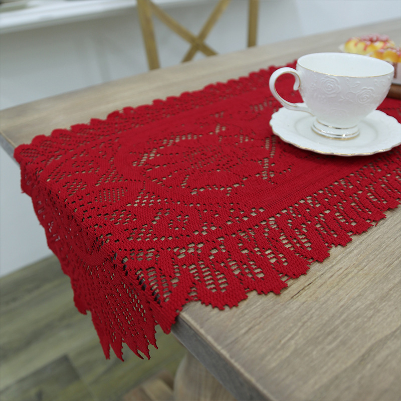 Διασυνοριακή ευρωπαϊκή και αμερικανική σημαία τραπεζιού χριστουγεννιάτικου πάρτι με δαντέλα, πλεκτή πετσέτα τραπεζιού, μακρύ τραπεζομάντιλο, τραπεζομάντιλο σαλονιού, πετσέτα χονδρικής